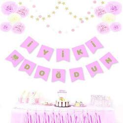 Pembe Altın İyi Ki Doğdun Harf Banner - 4