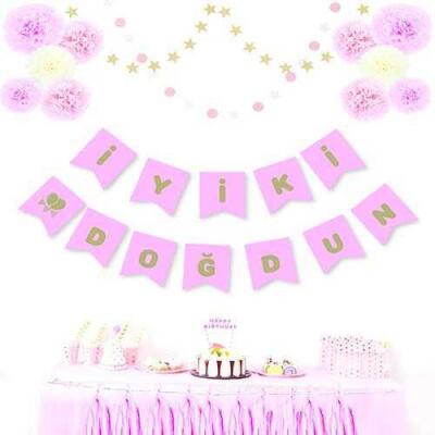 Pembe Altın İyi Ki Doğdun Harf Banner - 1