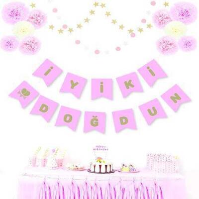Pembe Altın İyi Ki Doğdun Harf Banner - 2