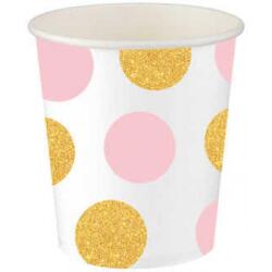 Pembe Altın Puantiyeli Karton Bardak 8'li - 