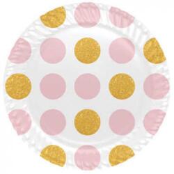Pembe Altın Puantiyeli Karton Tabak 8'li - 
