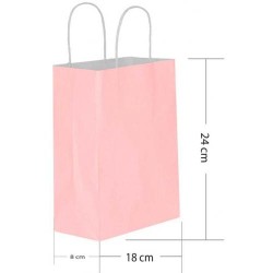 Pembe Büküm Saplı Kağıt Çanta 18x24cm - 1