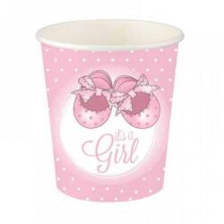 Pembe Patikler Kız Karton Bardak 8'li - Partici