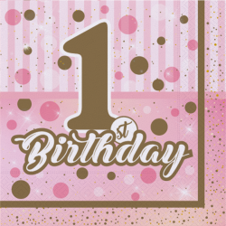 Pırıltılı 1 Yaş Kız Peçete - Partici