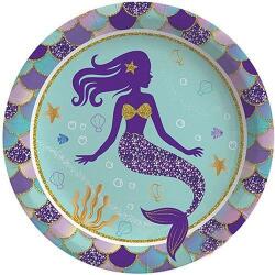Pırıltılı Deniz Kızı Karton Tabak 8'li - Partici