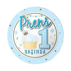 Prens 1 Yaşında Karton Tabak 8'li - Partici