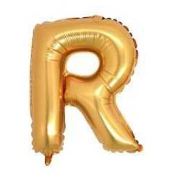 R Harf Folyo Balon Altın 40cm - Partici