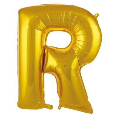 R Harf Folyo Balon Altın 75cm - 1