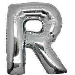 R Harf Folyo Balon Gümüş 40cm - Partici