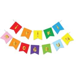 Rengarenk Altın Yazılı İyi Ki Doğdun Banner - 