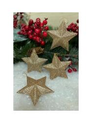 Simli Altın Yıldız Yılbaşı Ağaç Süsü 7cm 4'lü - Partici