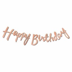 Rose Gold Happy Birthday Banner - Partici