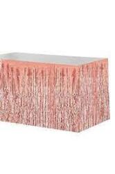 Metalize Rose Gold Püsküllü Masa Eteği - Partici