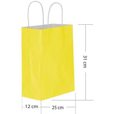 Sarı Büküm Saplı Kağıt Çanta 25x31cm - 1