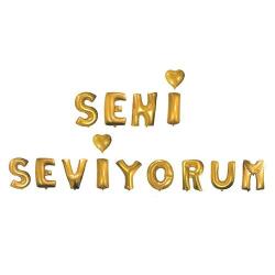 Seni Seviyorum Altın Folyo Balon Seti - Partici