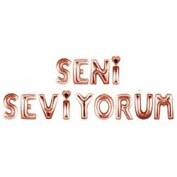 Seni Seviyorum Folyo Balon Seti Rose Gold - Partici