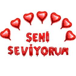 Seni Seviyorum Kalpli Folyo Balon Seti - Partici