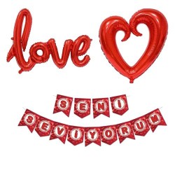 Sevgililer Günü Dekarasyon Seti 3 Parça - Partici