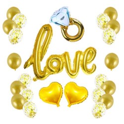 Sevgililer Günü Dekarasyon Süsleme Seti Altın - Partici