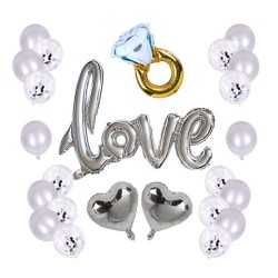 Sevgililer Günü Dekarasyon Süsleme Seti Gümüş - Partici