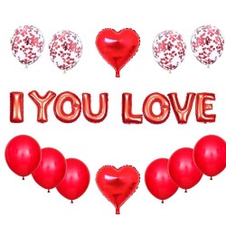 Sevgililer Günü Dekarasyon Süsleme Seti Kırmızı 23 Parça - Partici