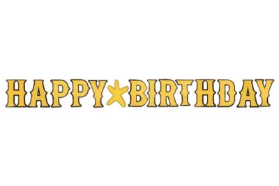 Simli Siyah/Sarı Happy Birthday Harf Banner - 1