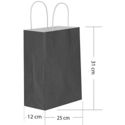 Siyah Büküm Saplı Kağıt Çanta 25x31cm - 1