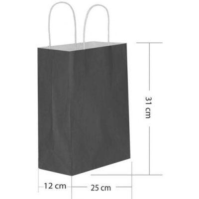 Siyah Büküm Saplı Kağıt Çanta 25x31cm - 1
