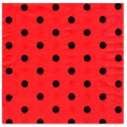 Siyah Puantiyeli Kırmızı Peçete 20'li - Partici