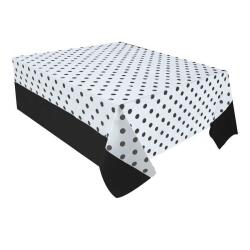 Siyah Puantiyeli Plastik Masa Örtüsü 137x182cm - Partici