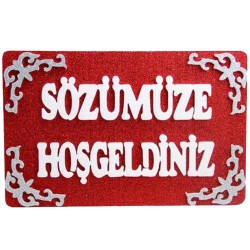 Sözümüze Hoş Geldiniz Strafor Süs Kırmızı - 