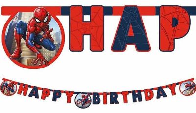 Spiderman Crime Fighter Happy Birthday Harf Banner - 1