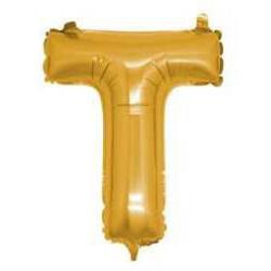 T Harf Folyo Balon Altın 40cm - Partici