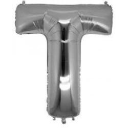 T Harf Folyo Balon Gümüş 100cm - Partici