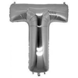 T Harf Folyo Balon Gümüş 40cm - Partici
