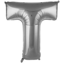 T Harf Folyo Balon Gümüş 75cm - Partici