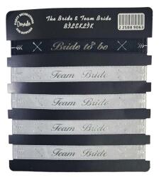 Team Bride Bileklik - Beyaz Üzeri Metalize Gümüş Yazılı 5'li - Partici