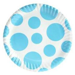 Beyaz Puantiyeli Turkuaz Karton Tabak 8'li - Partici