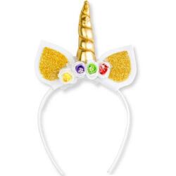 Unicorn Çiçekli Gold Taç - Partici