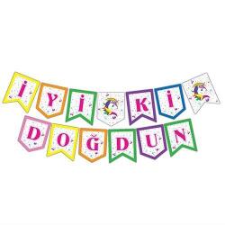 Unicorn Renkli Zikzak Banner - Partici
