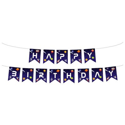 Uzay Temalı Happy Birthday Banner - 1