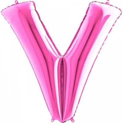 V Harf Folyo Balon Fuşya 100cm - 1