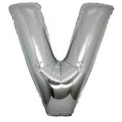 V Harf Folyo Balon Gümüş 100cm - Partici