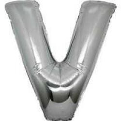 V Harf Folyo Balon Gümüş 40cm - Partici