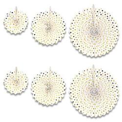 Yelpaze Dekor Süs Beyaz Üzeri Altın Puanlı 6'lı - 