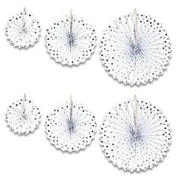 Yelpaze Dekor Süs Beyaz Üzeri Gümüş Puanlı 6'lı - 