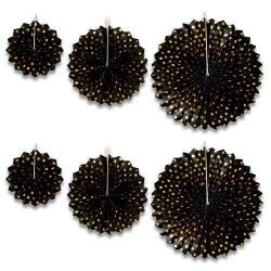 Yelpaze Dekor Süs Siyah Üzeri Altın Puanlı 6'lı - Partici