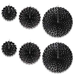 Yelpaze Dekor Süs Siyah Üzeri Gümüş Puanlı 6'lı - Partici