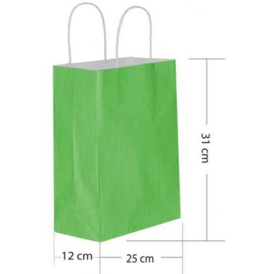 Yeşil Büküm Saplı Kağıt Çanta 25x31cm - 2