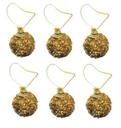 Yılbaşı Ağacı Süsleme Topları Altın Simli 4cm 6'lı - Partici
